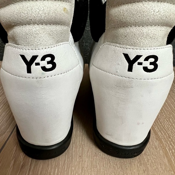 adidas Shoes - Y3 High Tops with a Wedge. White Leather and Suede with Black Patent Leather
